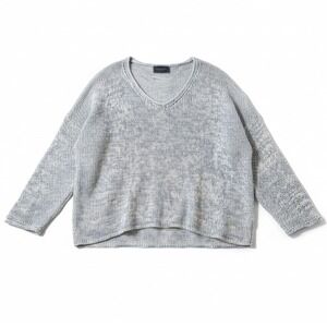 Wooden Ships Paola Buendia Blue‎ White Maui Chunky V-Neck Knit Sweater SM